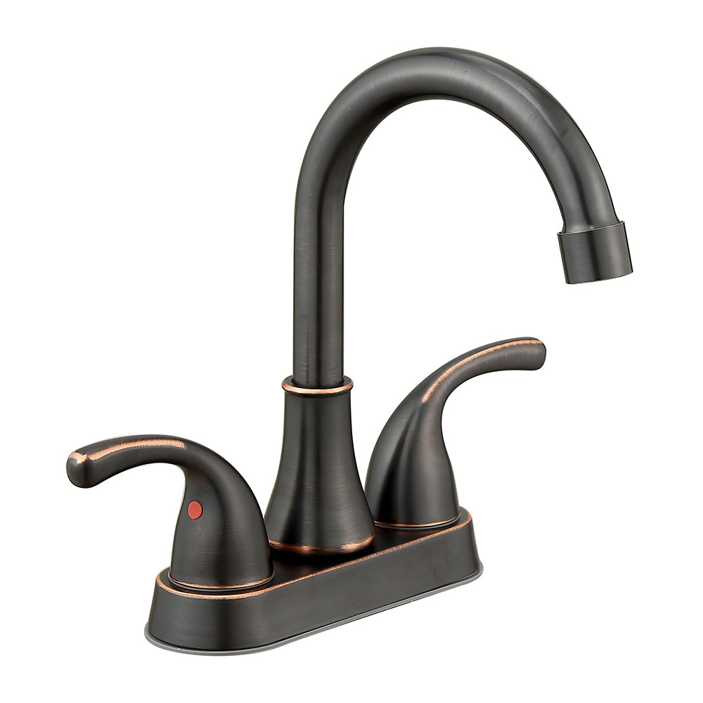 Brushed Nickel Bathroom Faucet 2 Handle Centerset with Drain