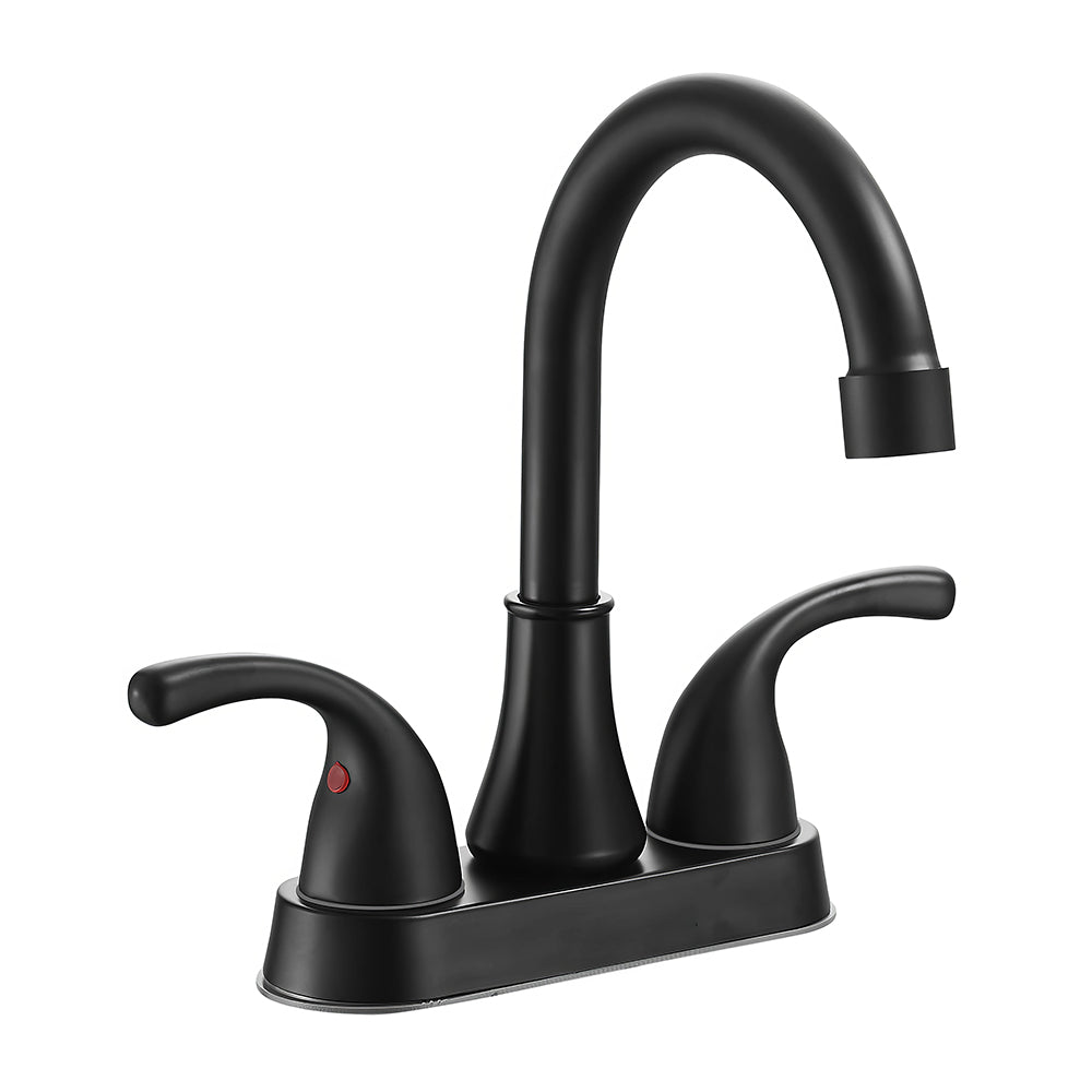 Brushed Nickel Bathroom Faucet 2 Handle Centerset with Drain