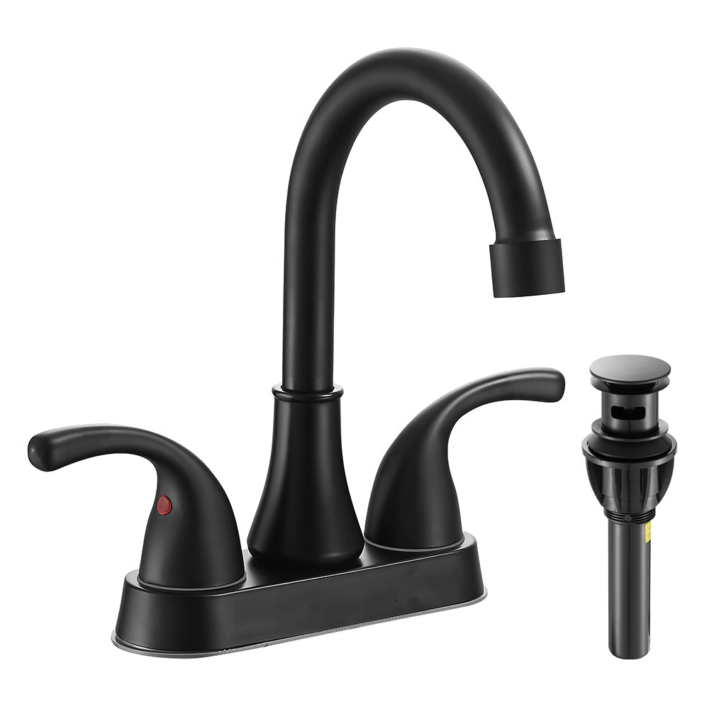 Brushed Nickel Bathroom Faucet 2 Handle Centerset with Drain