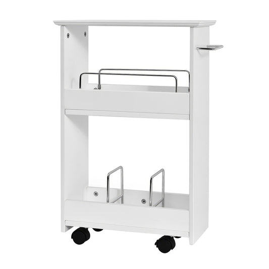 Slim Rolling Bathroom Storage Cabinet with Wheels and Shelves