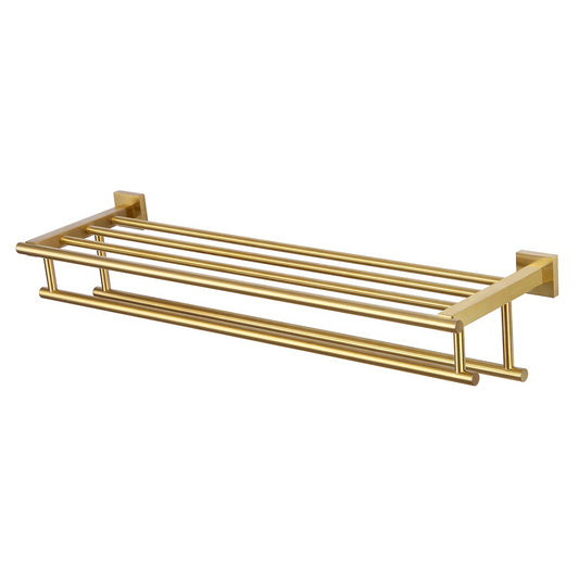 Stainless Steel Wall Mounted Double Towel Rack with Shelf