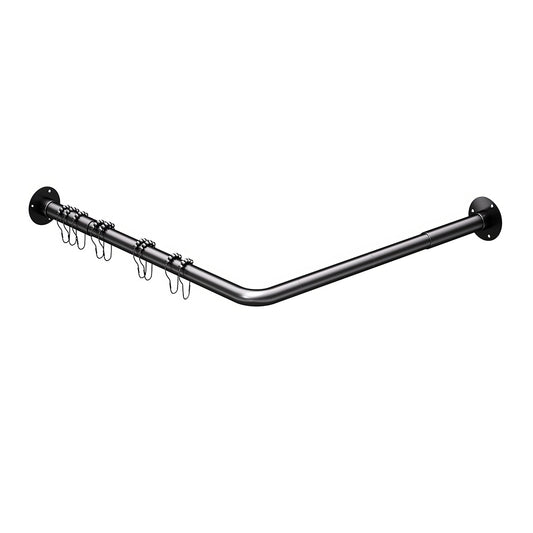 L Shaped Wall Mounted Shower Curtain Rod with Hooks