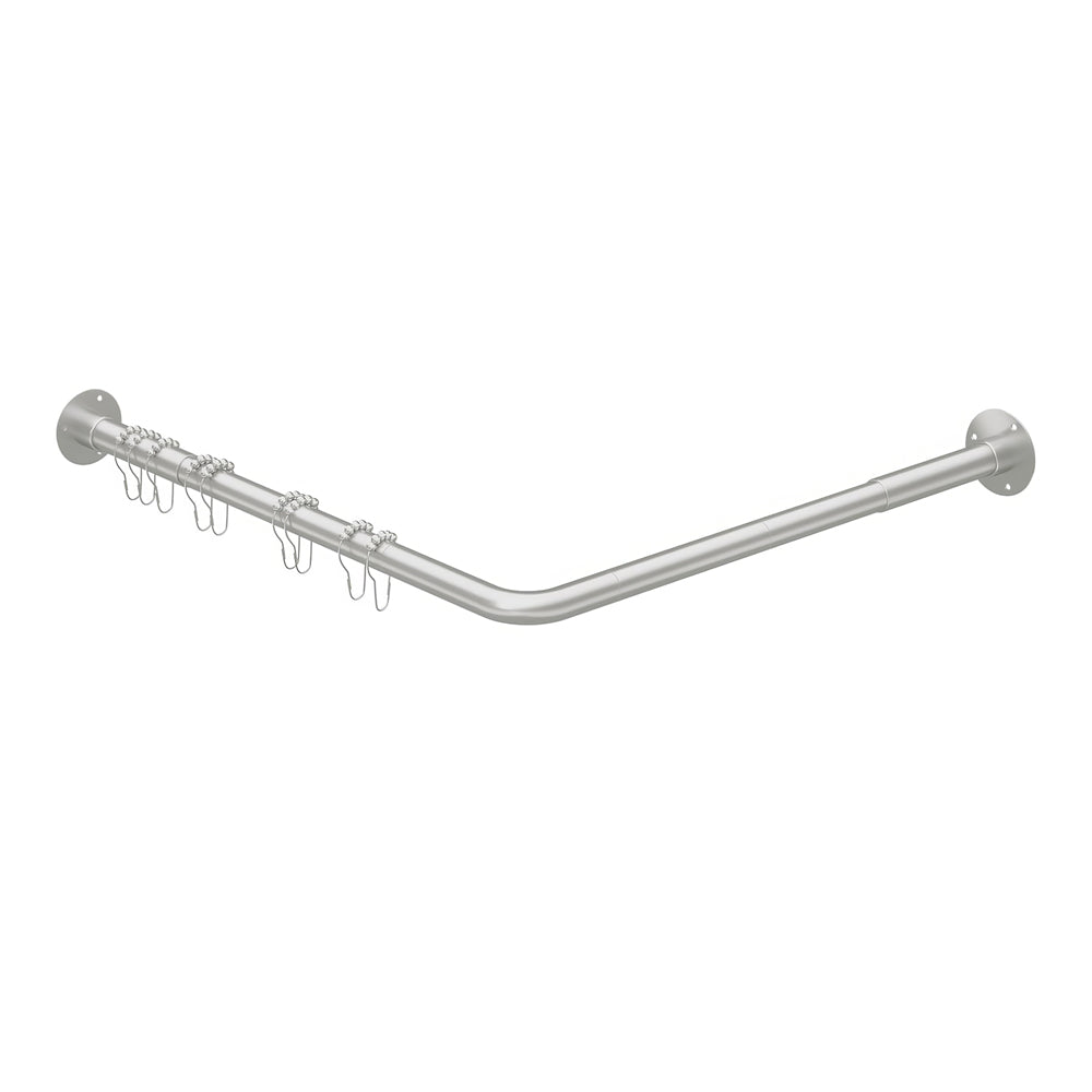 L Shaped Wall Mounted Shower Curtain Rod with Hooks