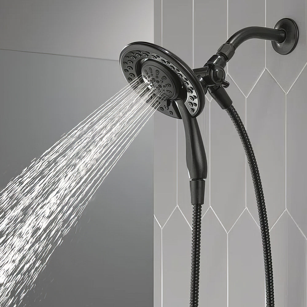 Dual Shower Head with Handheld Spray and Massage Settings