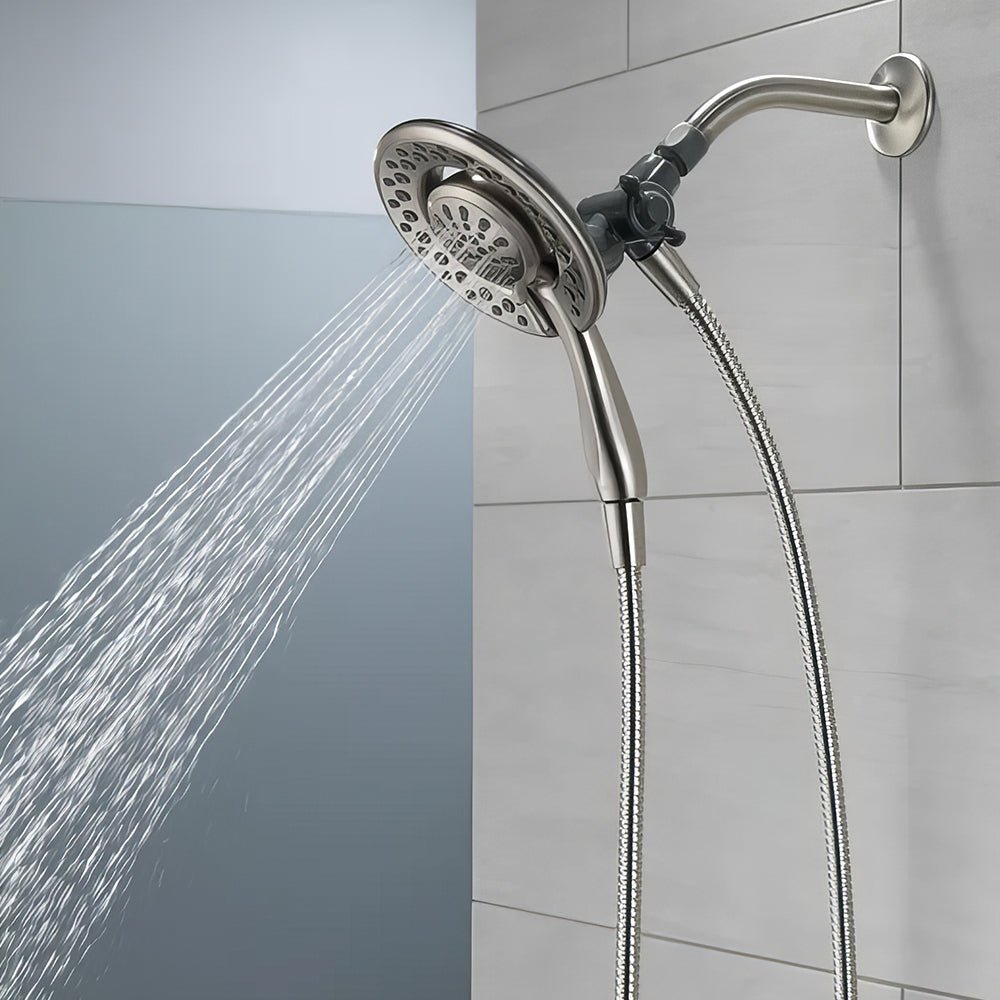 Dual Shower Head with Handheld Spray and Massage Settings