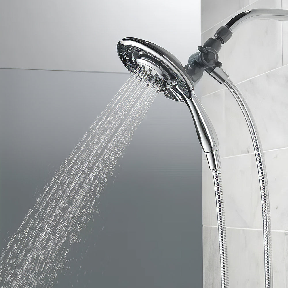 Dual Shower Head with Handheld Spray and Massage Settings