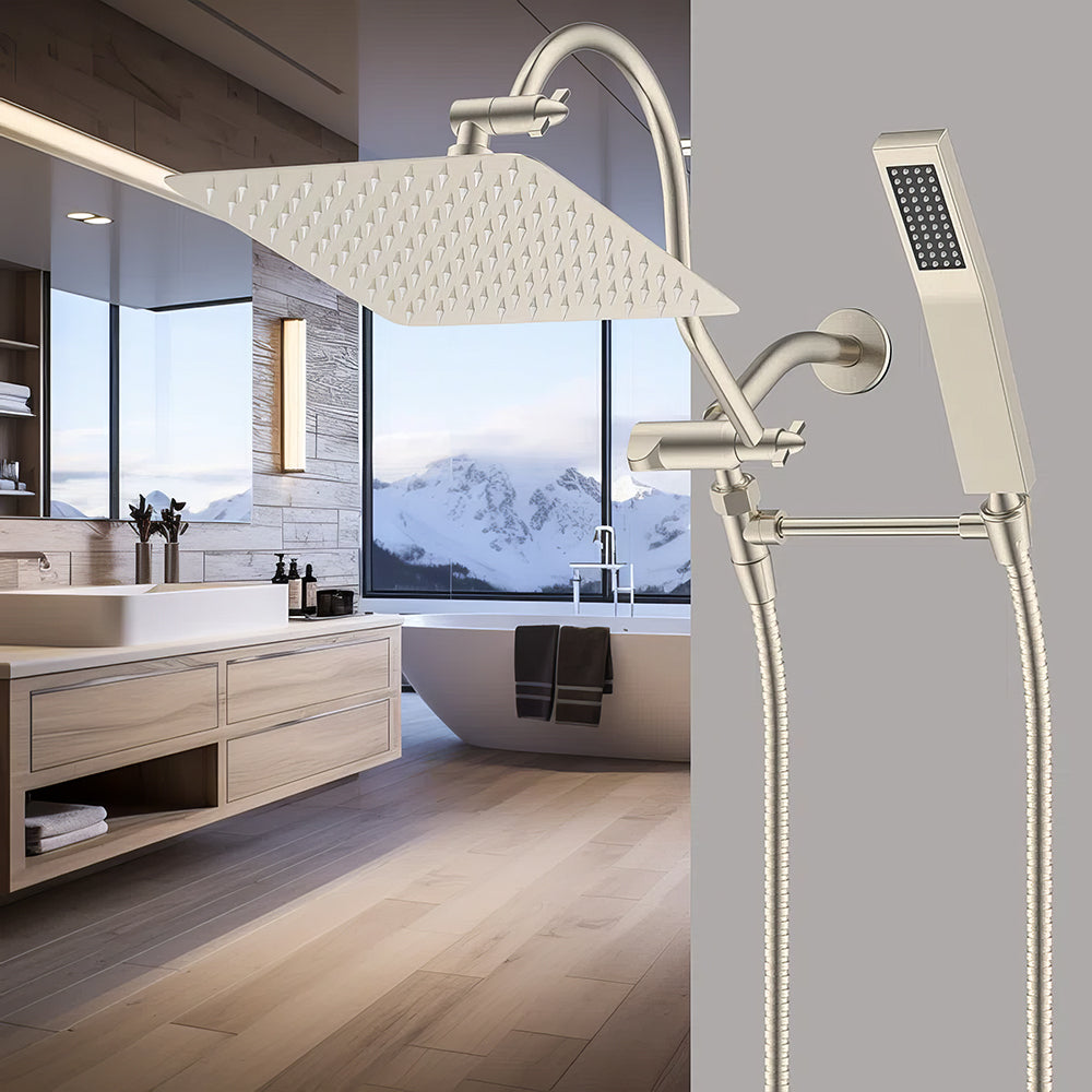 Dual Shower Head Combo with 10 Inch Rainfall and Handheld Spray