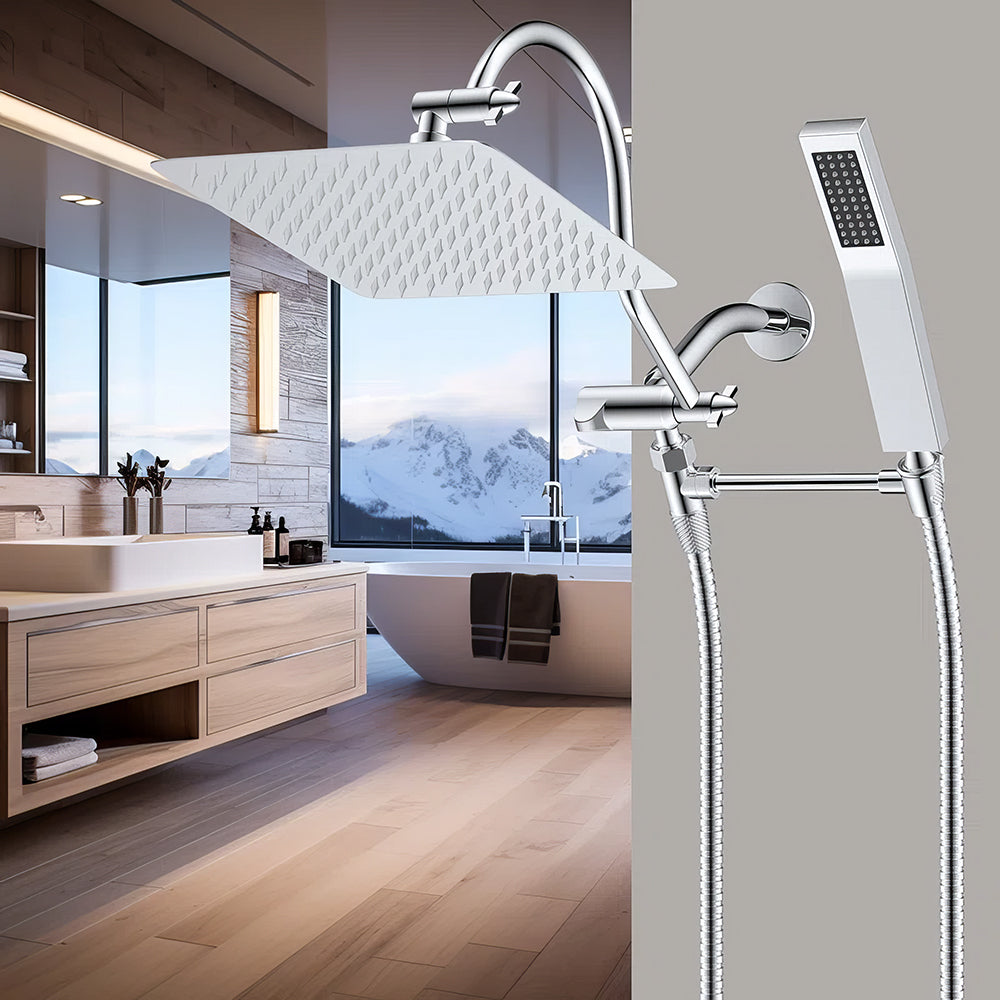 Dual Shower Head Combo with 10 Inch Rainfall and Handheld Spray