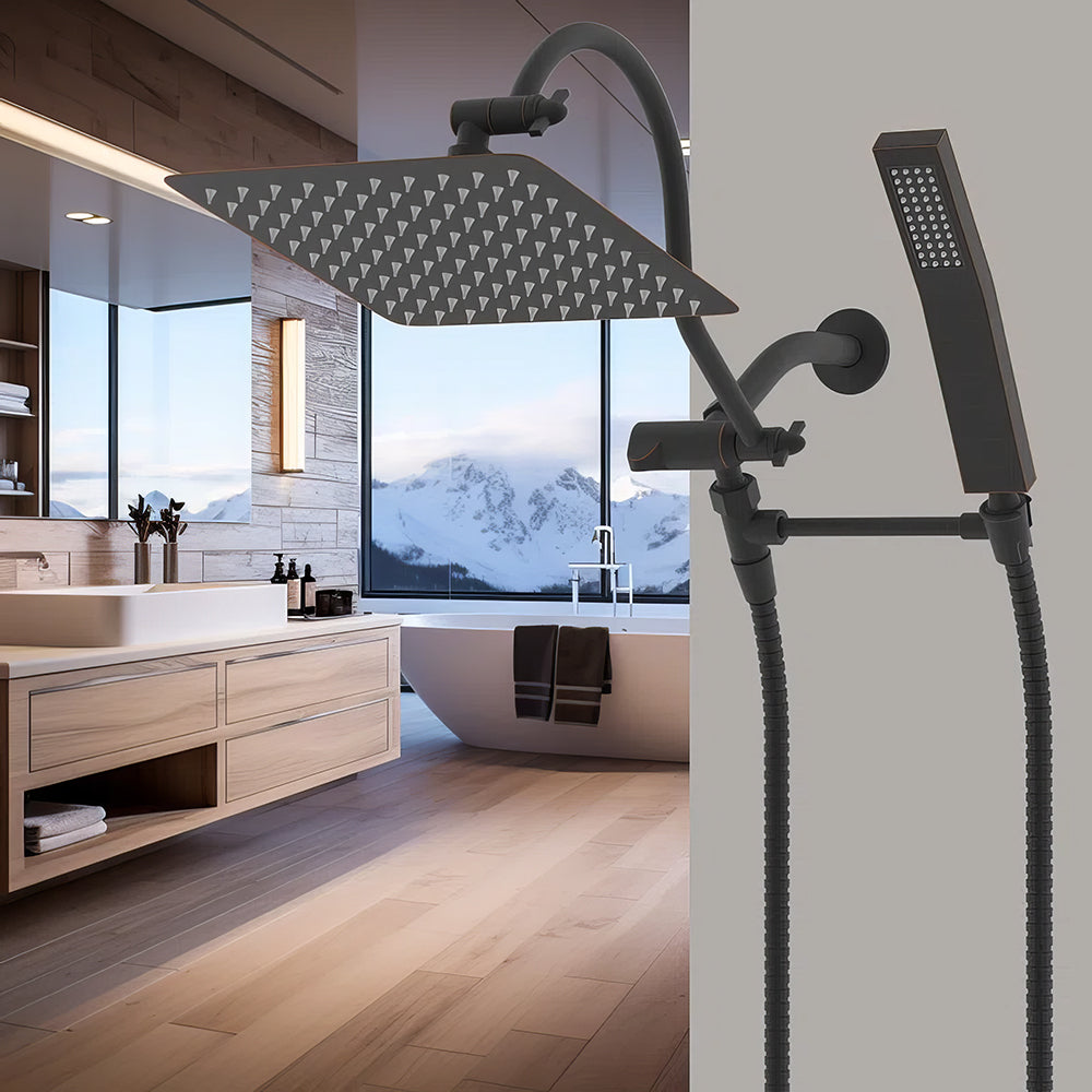Dual Shower Head Combo with 10 Inch Rainfall and Handheld Spray