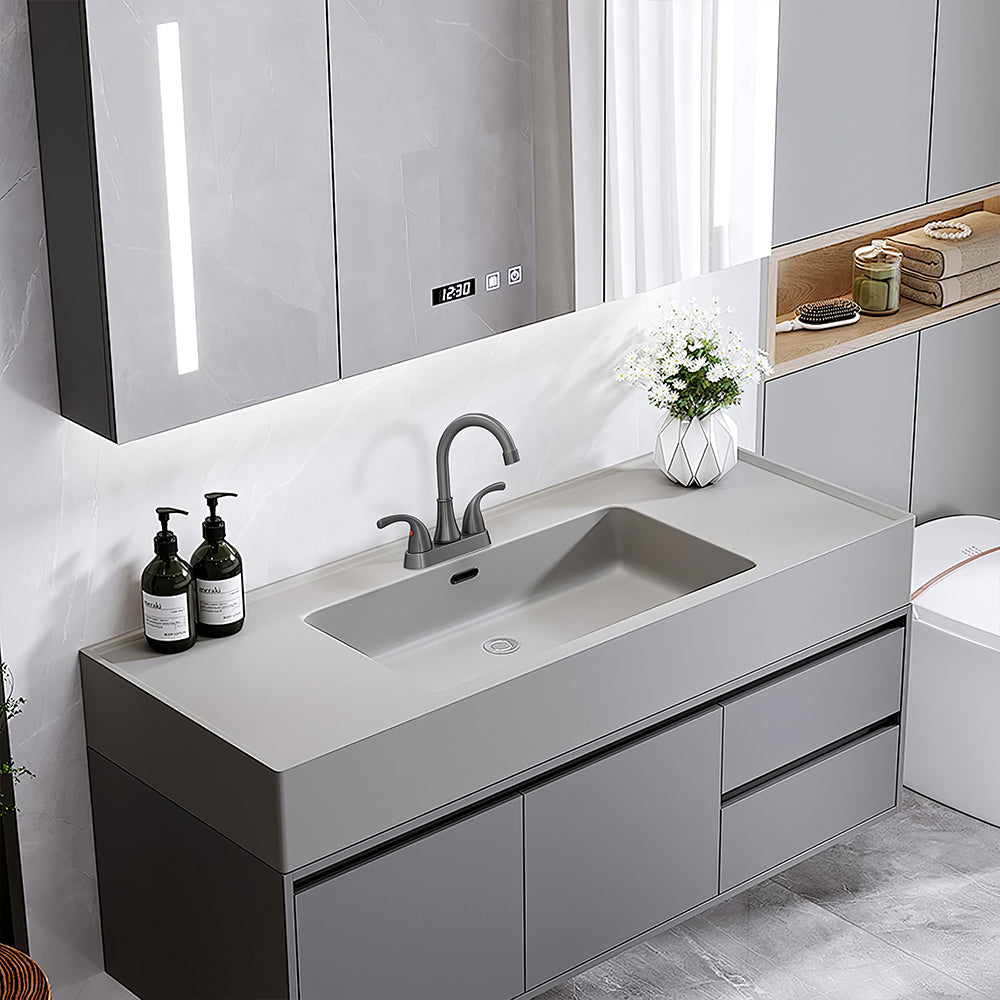 Brushed Nickel Bathroom Faucet 2 Handle Centerset with Drain